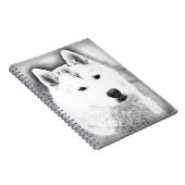 White Siberian Husky w/Blue Eyes Frische Kunst, Di Notizblock (Rechte Seite)