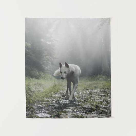 White Siberian Husky Wandteppich (Vorderseite)