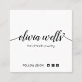 White Signature Script Social Media Networking Quadratische Visitenkarte (Vorderseite)