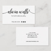 White Signature Script Social Media Networking Visitenkarte (Vorne/Hinten)