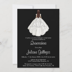 White Silhouette Quinceañera Einladung