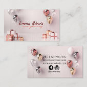 White Silver Balloons Moderne Visitenkarte (Vorne/Hinten)