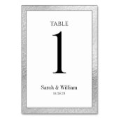 White & Silver Border Wedding Tischnummer (Rückseite)