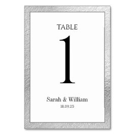 White & Silver Border Wedding Tischnummer