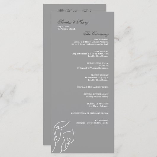 White & Silver Calla Lilies Wedding Program Programm (Vorne/Hinten)