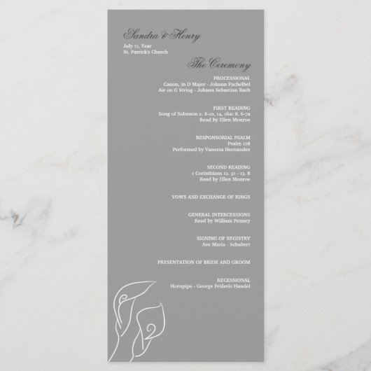 White & Silver Calla Lilies Wedding Program Programm (Vorderseite)