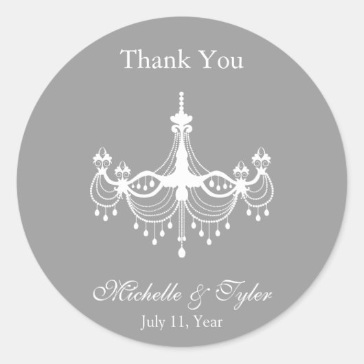 White & Silver Chandelier Gunst Sticker (Vorderseite)