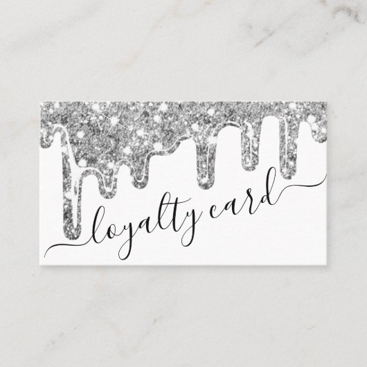 White Silver Chunky Glitzer Dick Tropfens Loyalitä Treuekarte (Vorderseite)