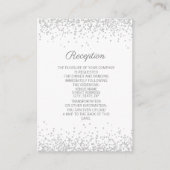 White Silver Diamond Glitzer Hochzeitsempfang Begleitkarte (Vorderseite)