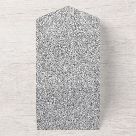 White Silver Glam Glitzer Herz All In One Einladung (Außenbereich)