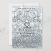 White Silver Glitzer Bokeh Glam Brautparty Einladung (Vorderseite)