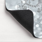 White Silver Glitzer Bokeh Glam Chandelier Sparkle Mousepad (Ecke)