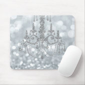 White Silver Glitzer Bokeh Glam Chandelier Sparkle Mousepad (Mit Mouse)