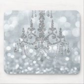 White Silver Glitzer Bokeh Glam Chandelier Sparkle Mousepad (Vorne)