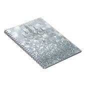 White Silver Glitzer Bokeh Glam Chandelier Sparkle Notizblock (Rechte Seite)