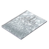 White Silver Glitzer Bokeh Glam Chandelier Sparkle Notizblock (Linke Seite)
