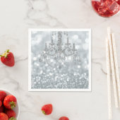 White Silver Glitzer Bokeh Glam Chandelier Sparkle Serviette (Beispiel)