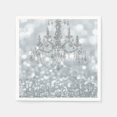 White Silver Glitzer Bokeh Glam Chandelier Sparkle Serviette (Vorderseite)