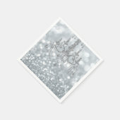 White Silver Glitzer Bokeh Glam Chandelier Sparkle Serviette (Ecke)