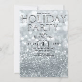 White Silver Glitzer Bokeh Glam Holiday Party Einladung (Vorderseite)