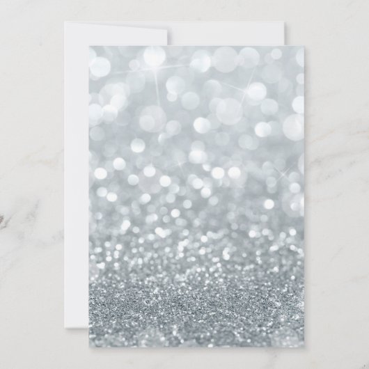 White Silver Glitzer Bokeh Glam Holiday Party Einladung (Rückseite)