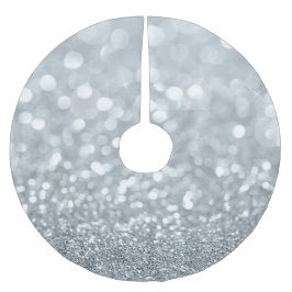 White Silver Glitzer Bokeh Glam Sparkle Glittery Polyester Weihnachtsbaumdecke