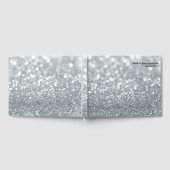White Silver Glitzer Bokeh Glam Sparkle Wedding Gästebuch (Voll)