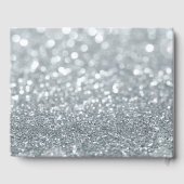 White Silver Glitzer Bokeh Glam Sparkle Wedding Gästebuch (Rückseite)