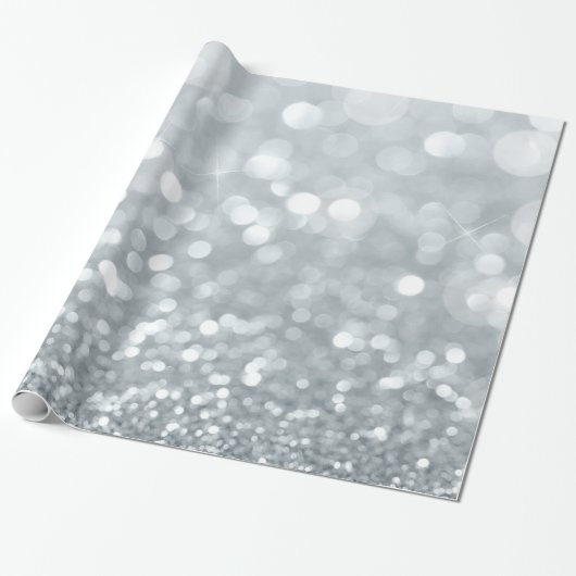 White Silver Glitzer Bokeh Glam Sweet 16 Party Geschenkpapier (Ungerollt)