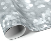 White Silver Glitzer Bokeh Glam Sweet 16 Party Geschenkpapier (Rolleneckpunkt)