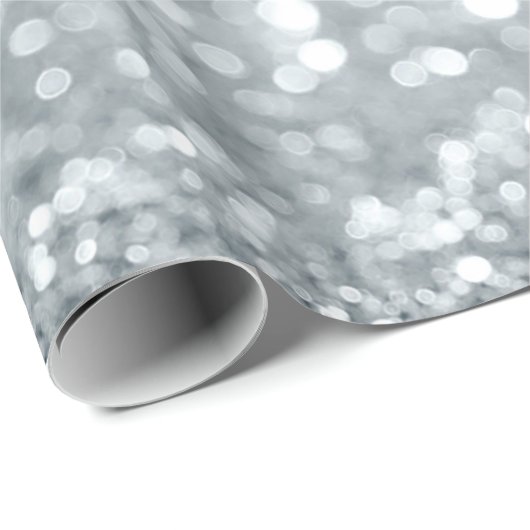 White Silver Glitzer Bokeh Glam Sweet 16 Party Geschenkpapier (Rolleneckpunkt)