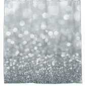 White Silver Glitzer Bokeh Glam Trendy Sparkle Duschvorhang (Vorderseite)