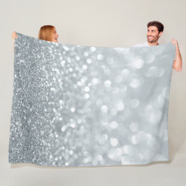 White Silver Glitzer Bokeh Glam Trendy Sparkle Fleecedecke