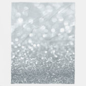 White Silver Glitzer Bokeh Glam Trendy Sparkle Fleecedecke (Vorderseite)