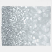White Silver Glitzer Bokeh Glam Trendy Sparkle Fleecedecke (Vorderseite (Horizontal))