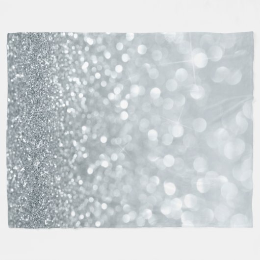 White Silver Glitzer Bokeh Glam Trendy Sparkle Fleecedecke (Vorderseite (Horizontal))