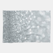 White Silver Glitzer Bokeh Glam Trendy Sparkle Geschirrtuch (Horizontal)