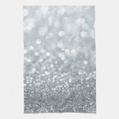 White Silver Glitzer Bokeh Glam Trendy Sparkle Geschirrtuch (Vertikal)