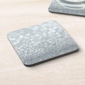 White Silver Glitzer Bokeh Glam Trendy Sparkle Getränkeuntersetzer (Linke Seite)