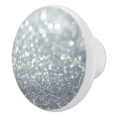 White Silver Glitzer Bokeh Glam Trendy Sparkle Keramikknauf (Rechts)