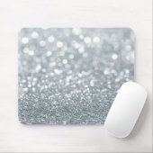White Silver Glitzer Bokeh Glam Trendy Sparkle Mousepad (Mit Mouse)