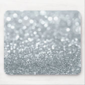 White Silver Glitzer Bokeh Glam Trendy Sparkle Mousepad (Vorne)