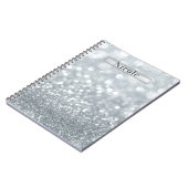 White Silver Glitzer Bokeh Glam Trendy Sparkle Notizblock (Linke Seite)