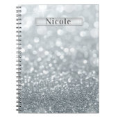 White Silver Glitzer Bokeh Glam Trendy Sparkle Notizblock (Vorderseite)