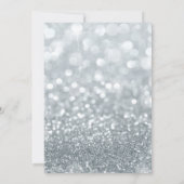 White Silver Glitzer Bokeh Glam Verlobung Dusche Einladung (Rückseite)