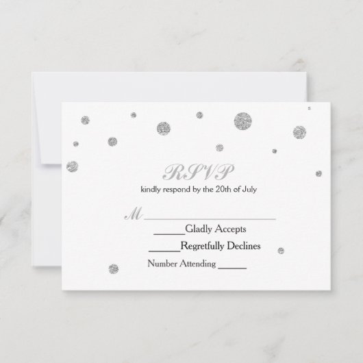 White & Silver Glitzer Dots UAWG Wedding Card RSVP Karte (Vorderseite)