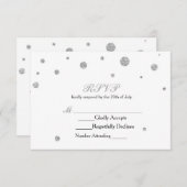 White & Silver Glitzer Dots UAWG Wedding Card RSVP Karte (Vorne/Hinten)