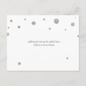 White & Silver Glitzer Dots Wedding Reception Card Begleitkarte (Rückseite)