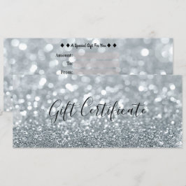 White Silver Glitzer Glam Gift Certificate Einladung
