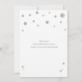 White & Silver Glitzer Moderne Hochzeitseinladung Einladung (Rückseite)